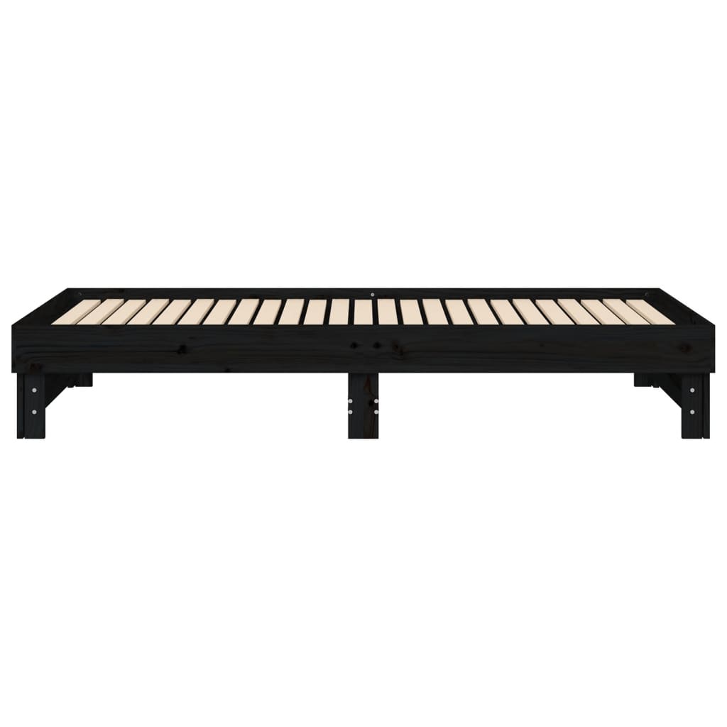 Sohvasänky ulosvedettävä musta 2x (90x200) cm täysi mänty - Sisustajankoti.fi