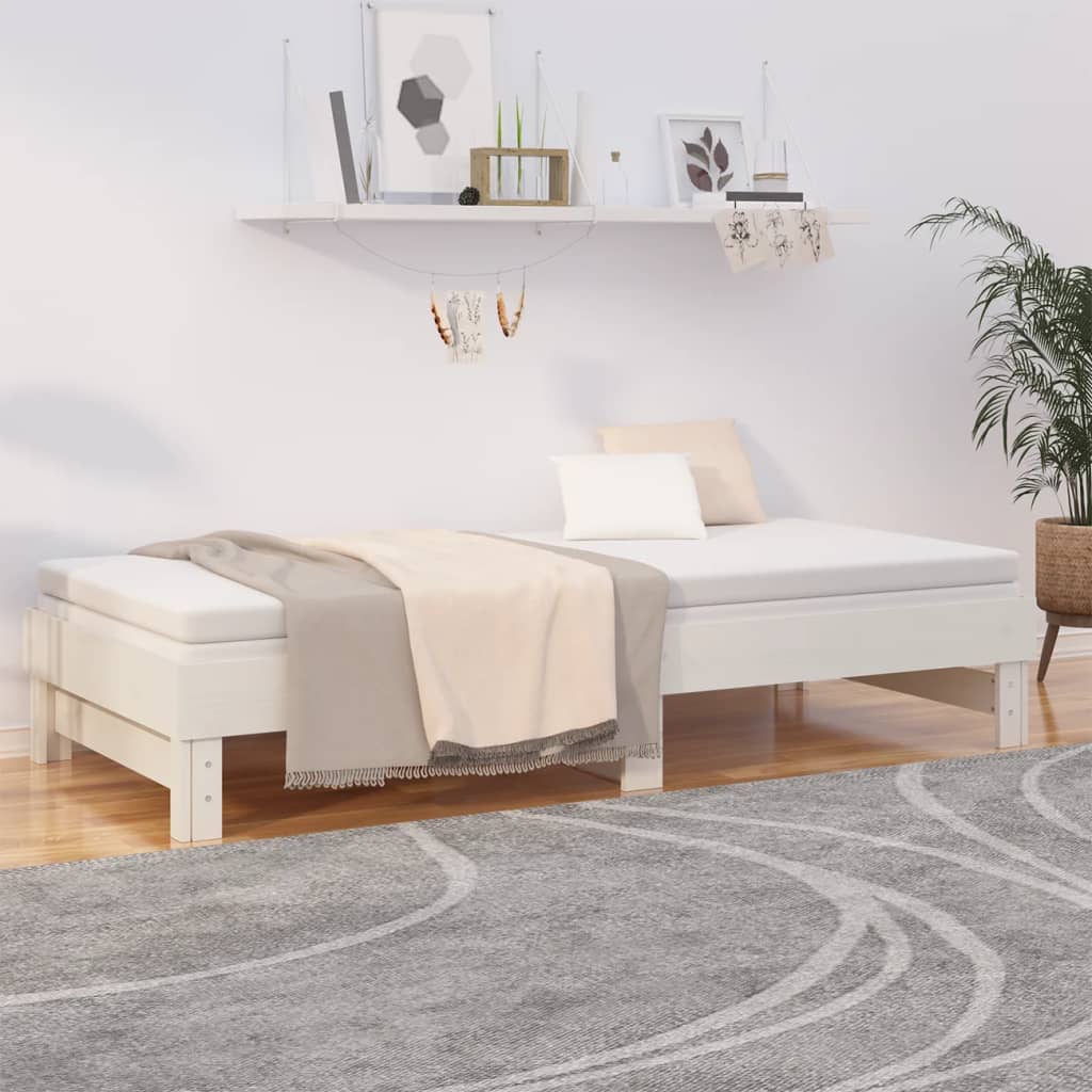 Sohvasänky ulosvedettävä valkoinen 2x (80x200) cm täysi mänty - Sisustajankoti.fi