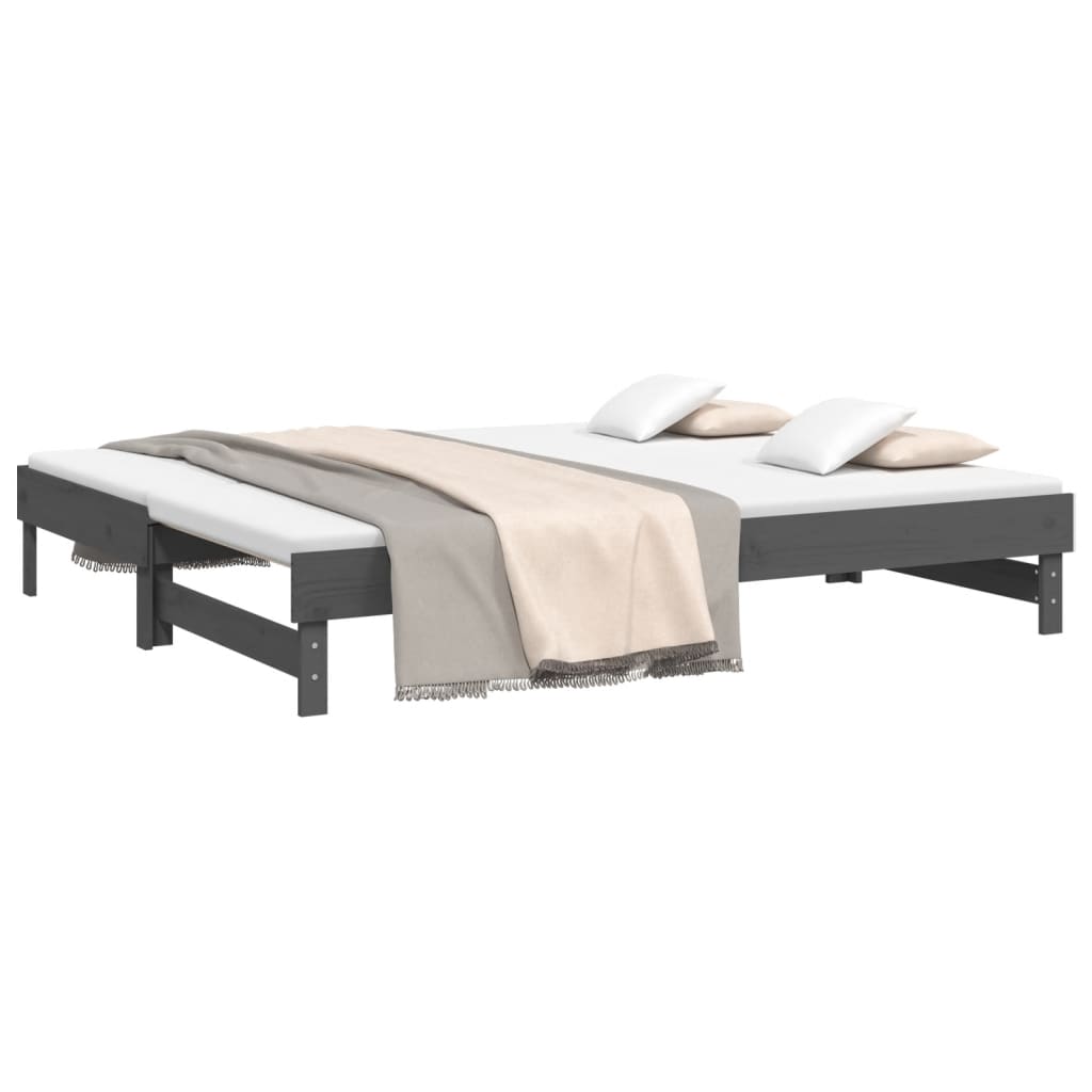 Sohvasänky ulosvedettävä harmaa 2x (80x200) cm täysi mänty - Sisustajankoti.fi