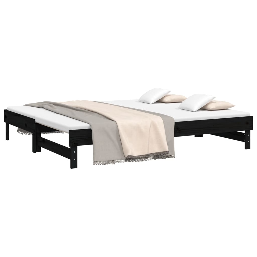 Sohvasänky ulosvedettävä musta 2x (80x200) cm täysi mänty - Sisustajankoti.fi