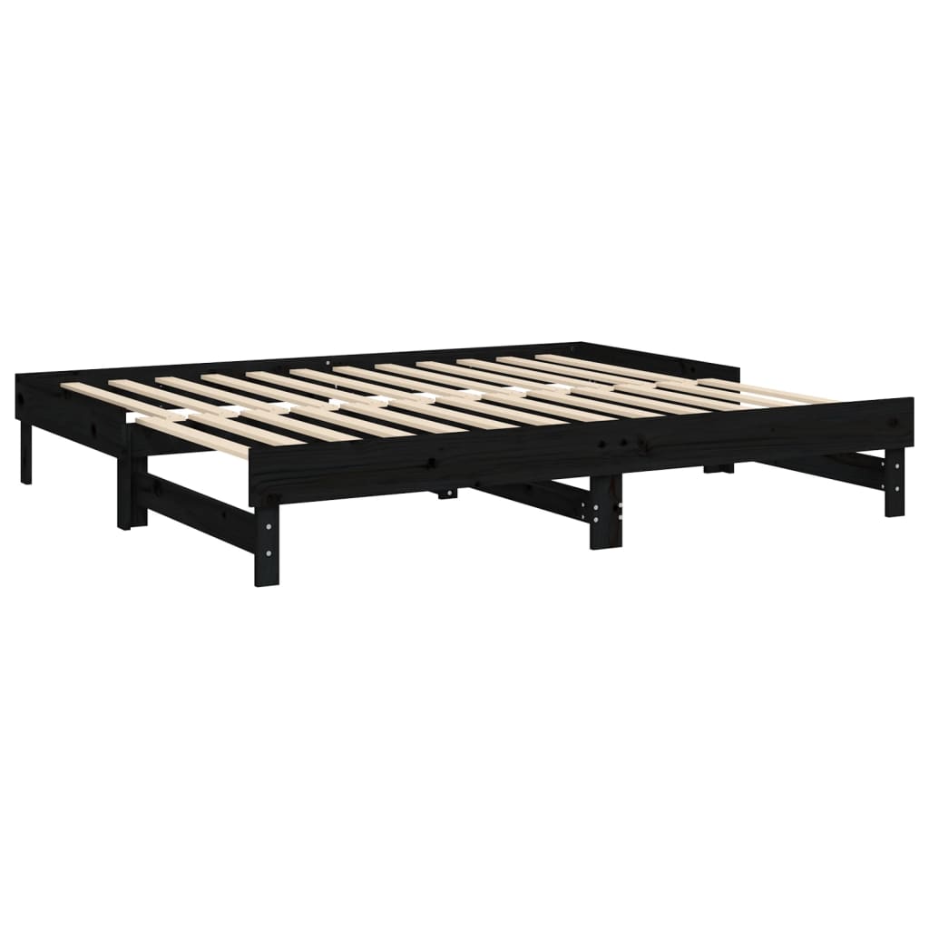 Sohvasänky ulosvedettävä musta 2x (80x200) cm täysi mänty - Sisustajankoti.fi