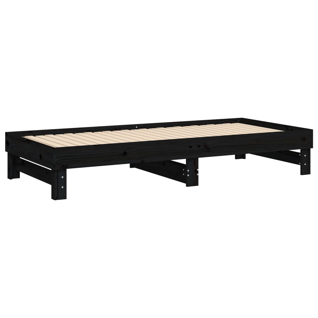 Sohvasänky ulosvedettävä musta 2x (80x200) cm täysi mänty - Sisustajankoti.fi