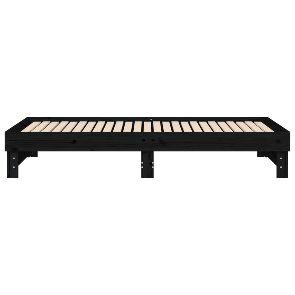Sohvasänky ulosvedettävä musta 2x (80x200) cm täysi mänty - Sisustajankoti.fi