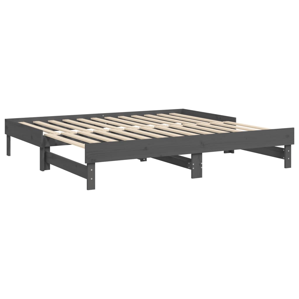 Sohvasänky ulosvedettävä harmaa 2x (90x190) cm täysi mänty - Sisustajankoti.fi