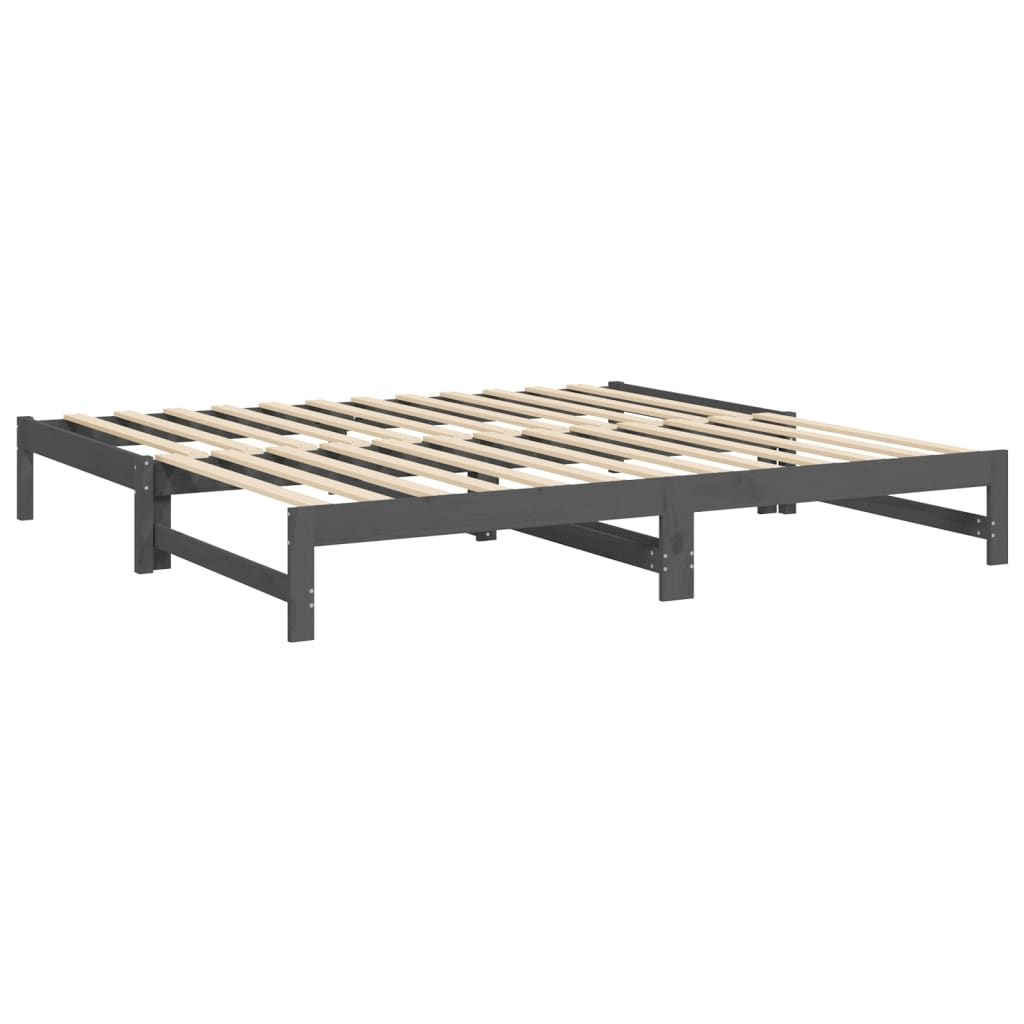 Sohvasänky ulosvedettävä harmaa 2x (100x200) cm täysi mänty - Sisustajankoti.fi