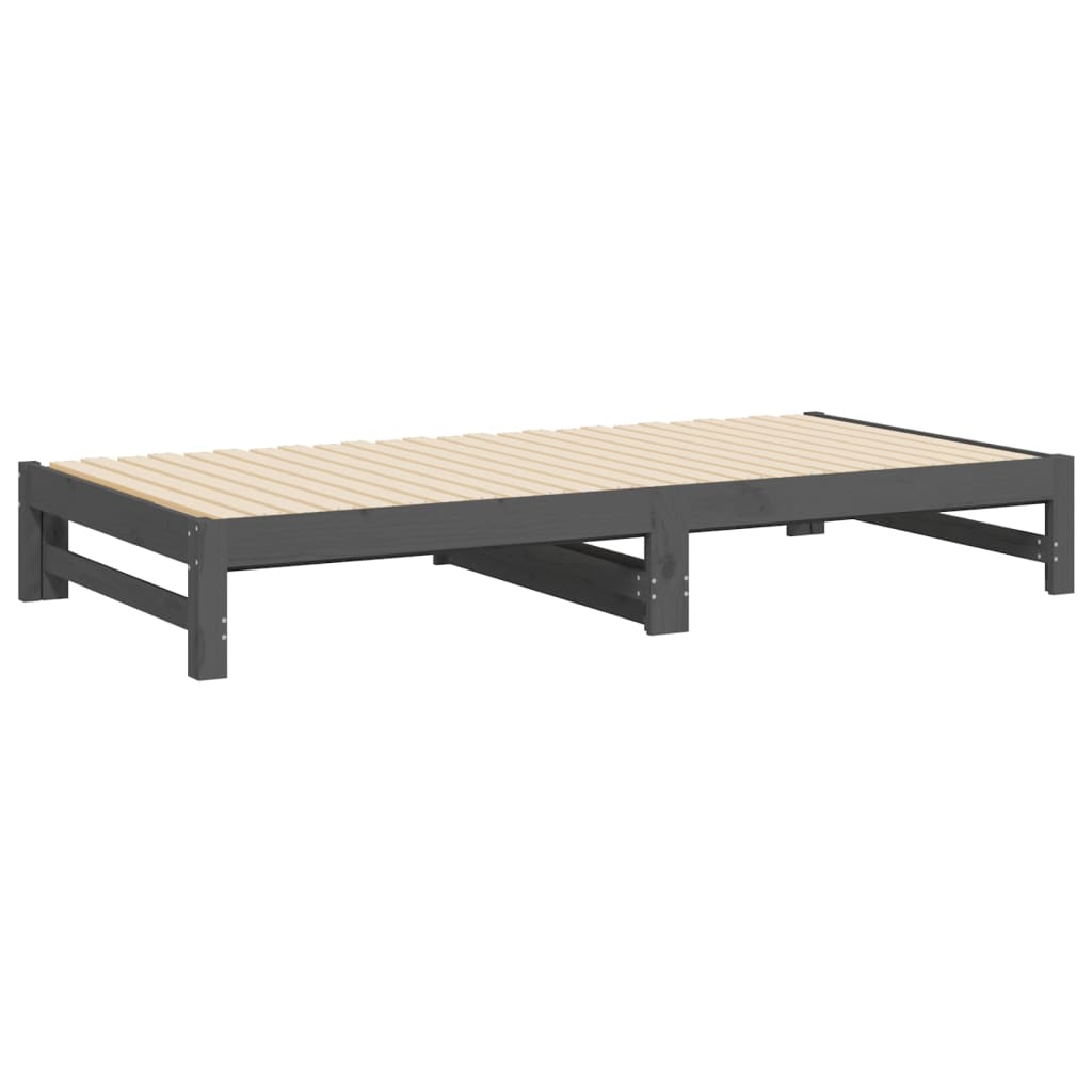 Sohvasänky ulosvedettävä harmaa 2x (100x200) cm täysi mänty - Sisustajankoti.fi