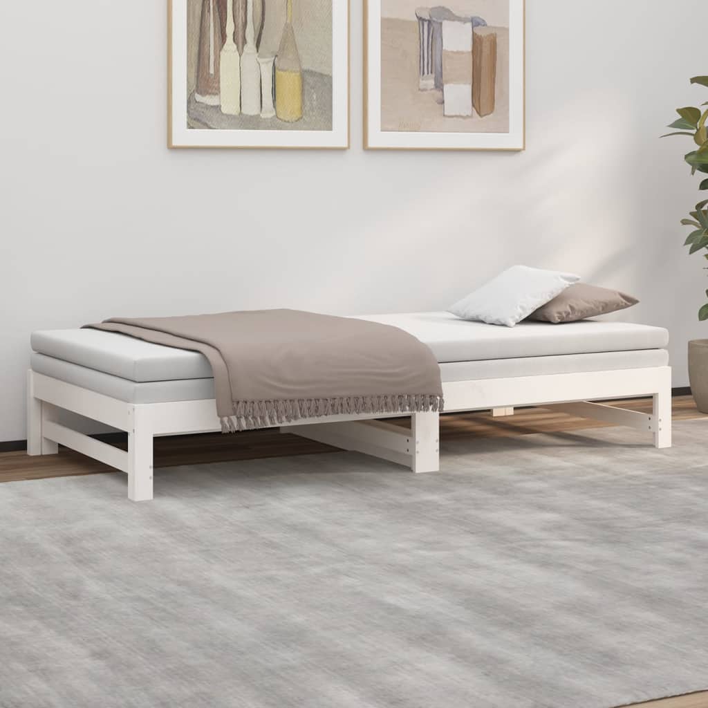 Sohvasänky ulosvedettävä valkoinen 2x (80x200) cm täysi mänty - Sisustajankoti.fi