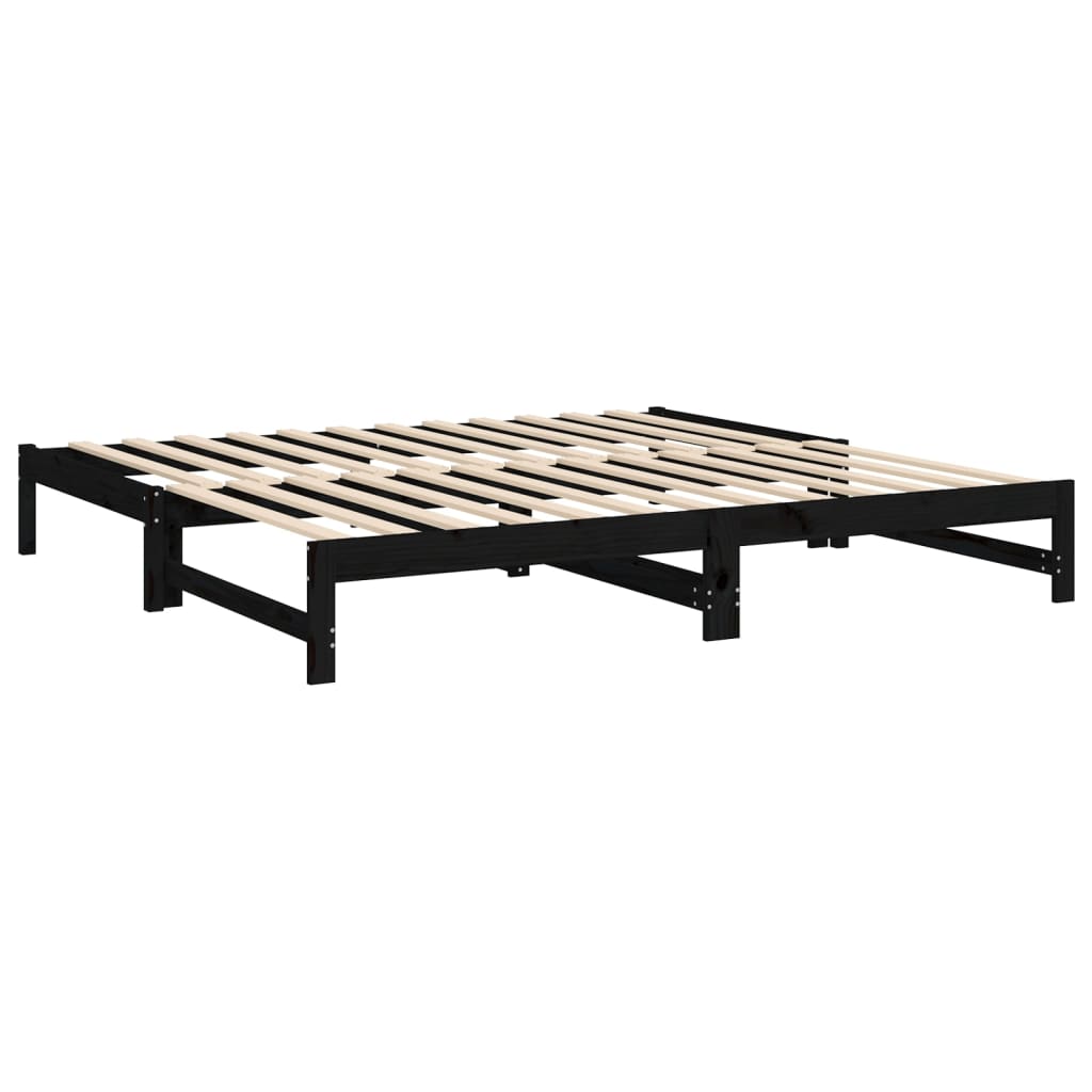 Sohvasänky ulosvedettävä musta 2x (80x200) cm täysi mänty - Sisustajankoti.fi