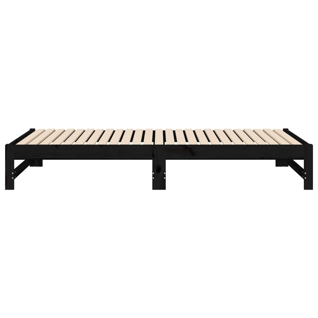 Sohvasänky ulosvedettävä musta 2x (80x200) cm täysi mänty - Sisustajankoti.fi