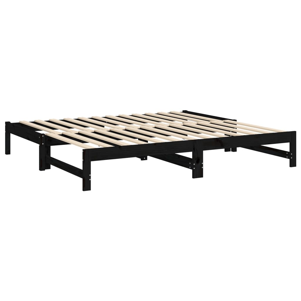 Sohvasänky ulosvedettävä musta 2x (90x190) cm täysi mänty - Sisustajankoti.fi