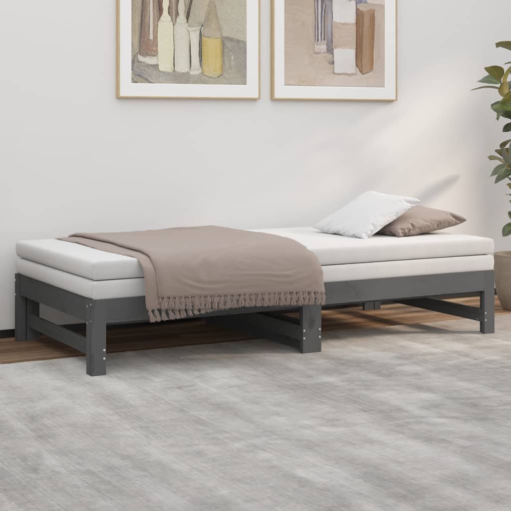 Sohvasänky ulosvedettävä harmaa 2x (75x190) cm täysi mänty - Sisustajankoti.fi