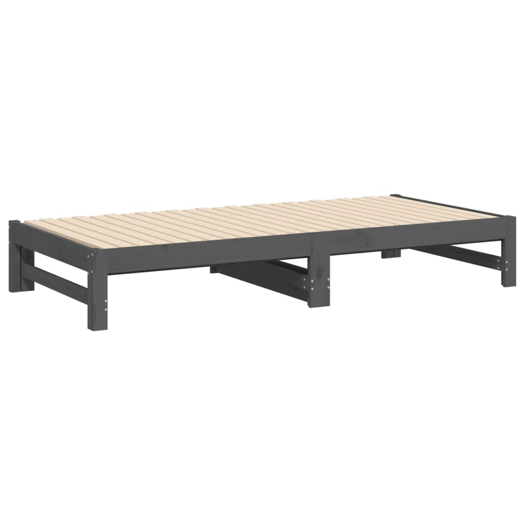 Sohvasänky ulosvedettävä harmaa 2x (75x190) cm täysi mänty - Sisustajankoti.fi