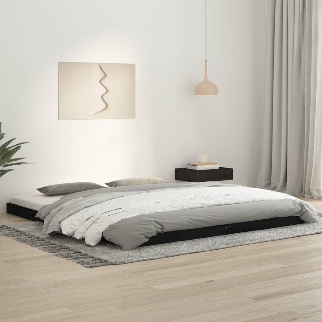 Sängynrunko musta 180x200 cm täysi mänty 6FT Super King - Sisustajankoti.fi