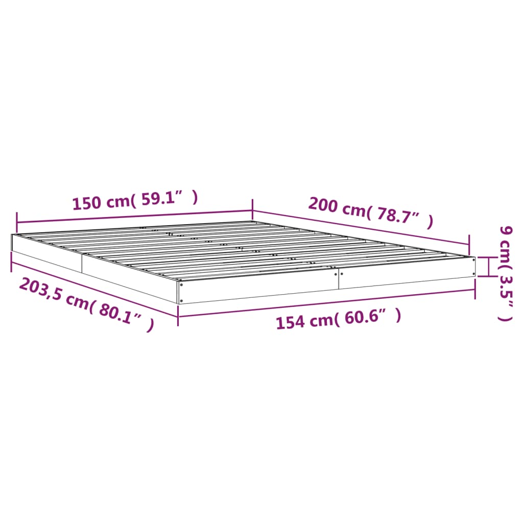 Sängynrunko musta 150x200 cm täysi mänty 5FT King Size - Sisustajankoti.fi