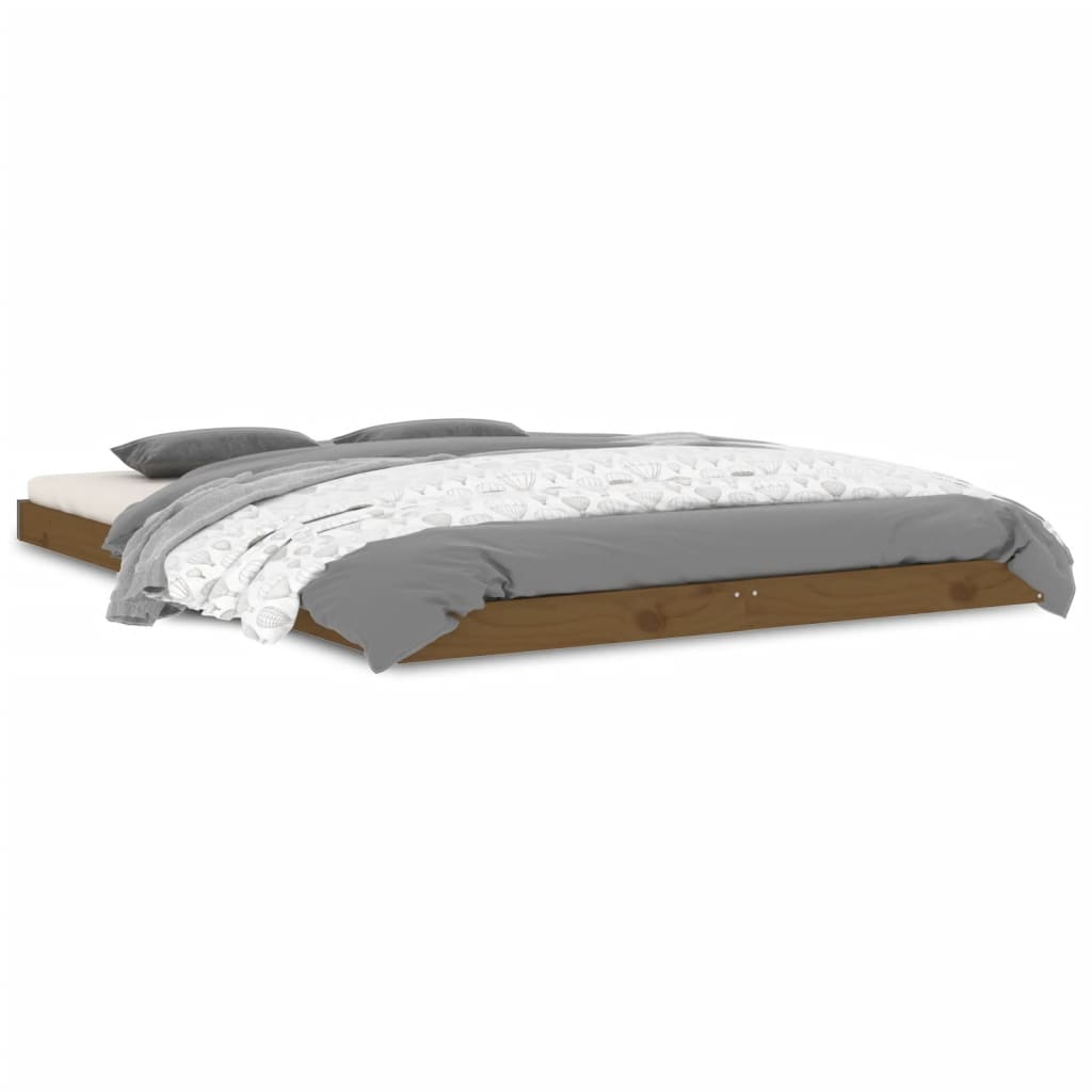 Sängynrunko hunajanruskea 135x190 cm täysi mänty 4FT6 Double - Sisustajankoti.fi