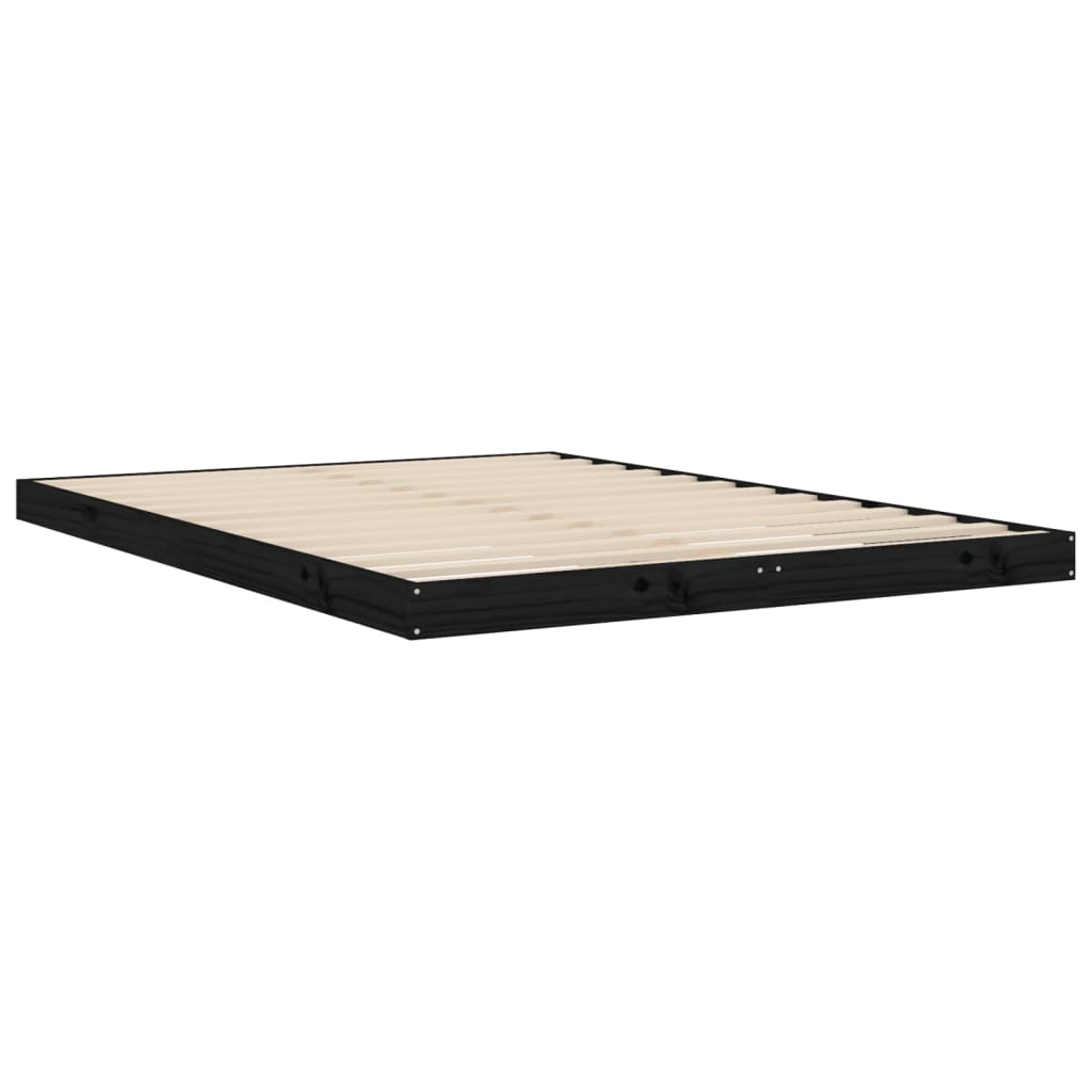 Sängynrunko musta 135x190 cm täysi mänty 4FT6 Double - Sisustajankoti.fi