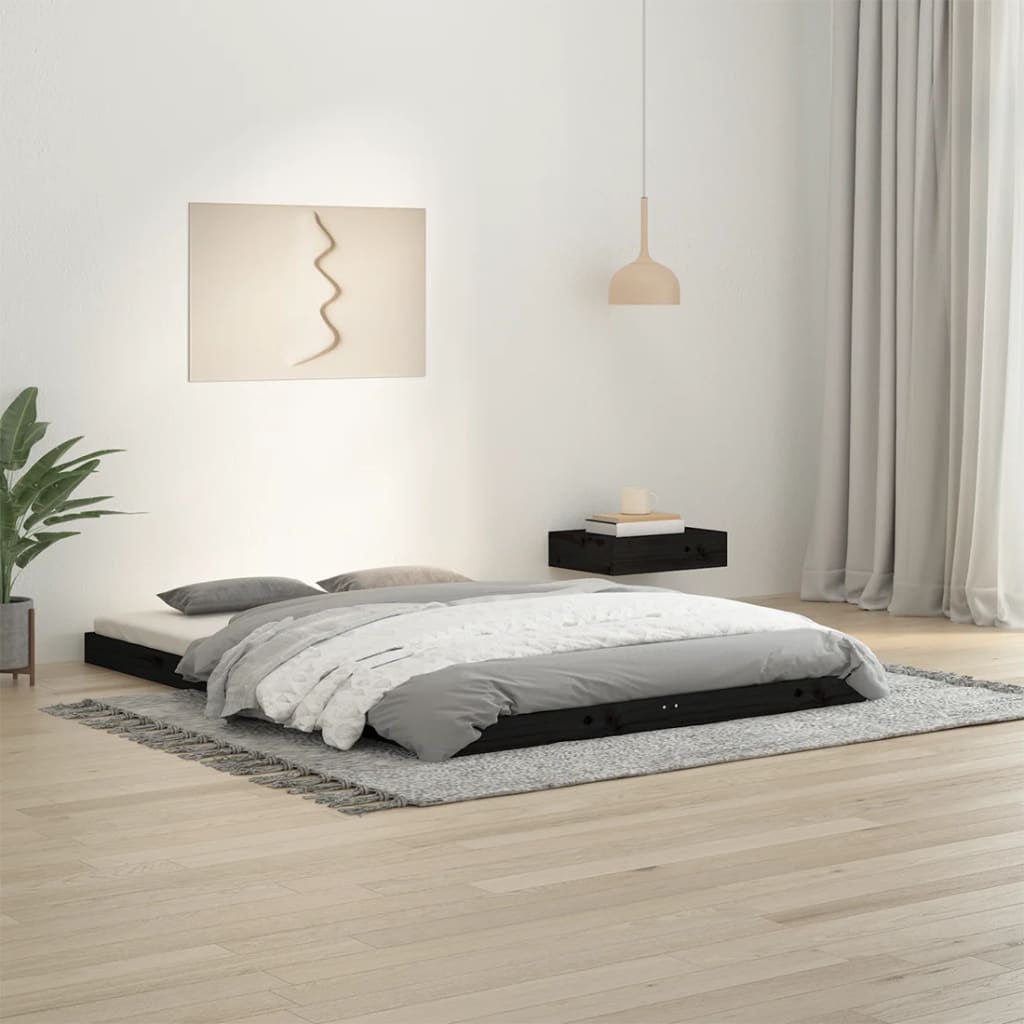 Sängynrunko musta 135x190 cm täysi mänty 4FT6 Double - Sisustajankoti.fi