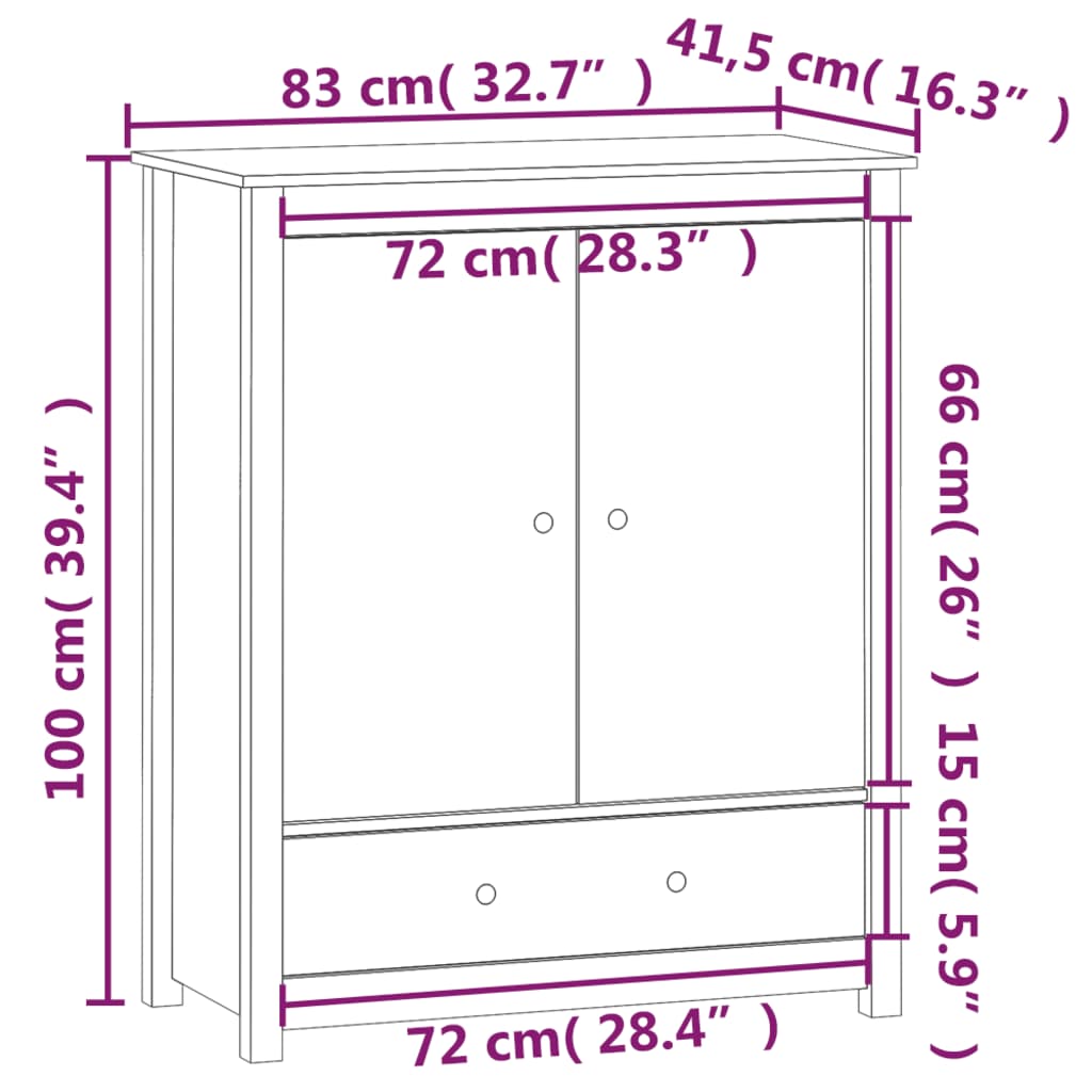 Kaappi musta 83x41,5x100 cm täysi mänty - Sisustajankoti.fi