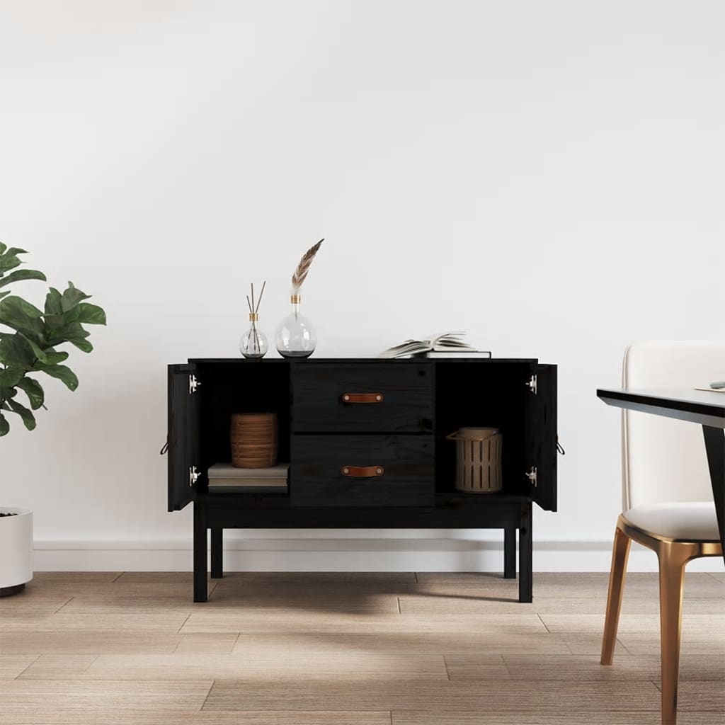 Senkki musta 110x40x78 cm täysi mänty - Sisustajankoti.fi