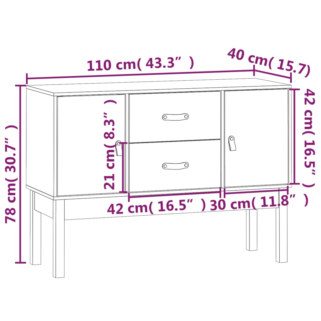 Senkki musta 110x40x78 cm täysi mänty - Sisustajankoti.fi