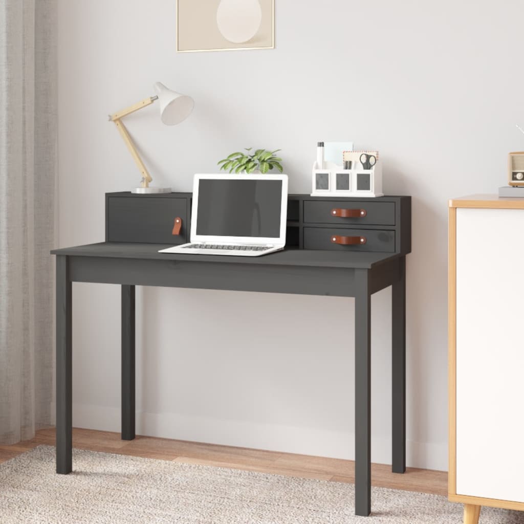 Työpöytä harmaa 110x50x93 cm täysi mänty - Sisustajankoti.fi