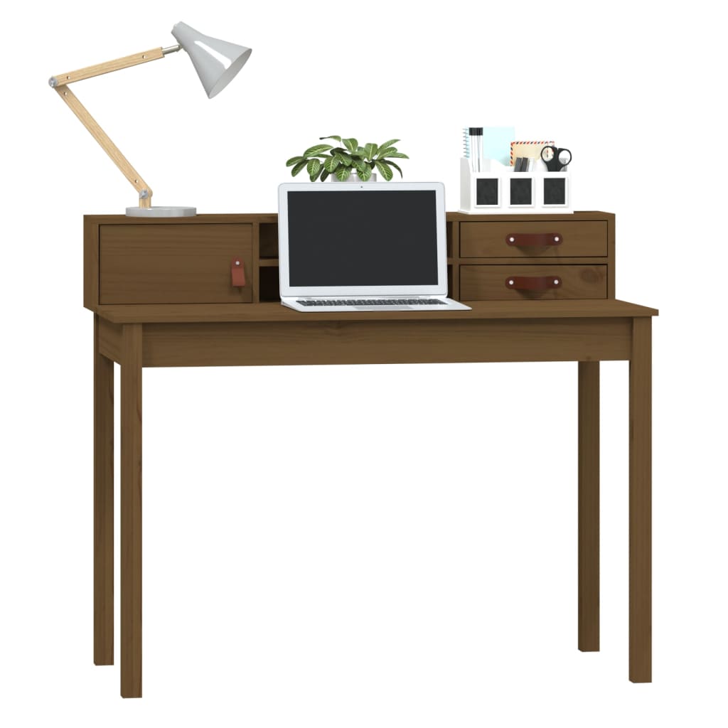 Työpöytä hunajanruskea 110x50x93 cm täysi mänty - Sisustajankoti.fi