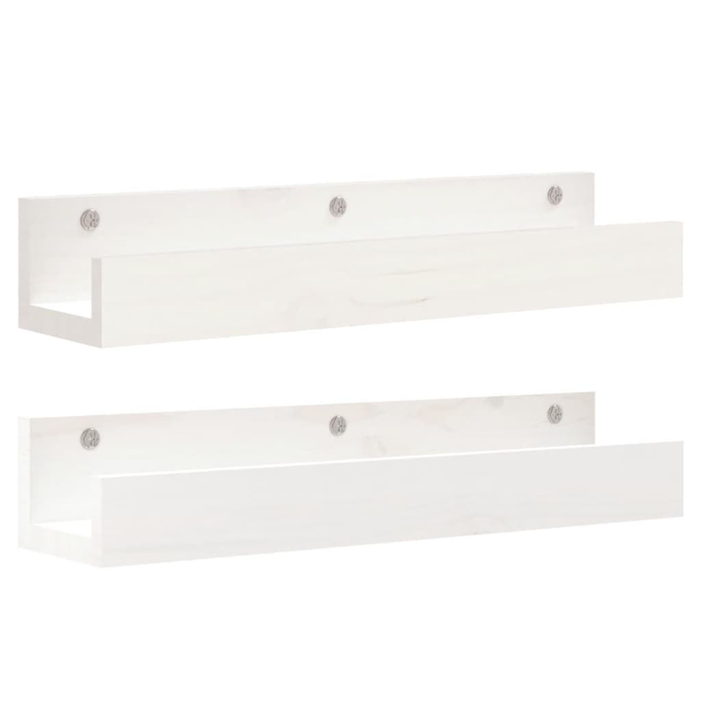 Seinähyllyt 2 kpl valkoinen 50x12x9 cm täysi mänty - Sisustajankoti.fi