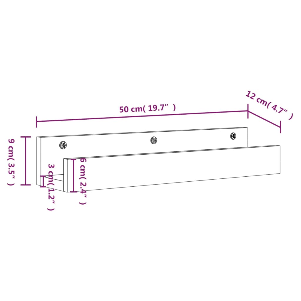 Seinähyllyt 2 kpl valkoinen 50x12x9 cm täysi mänty - Sisustajankoti.fi