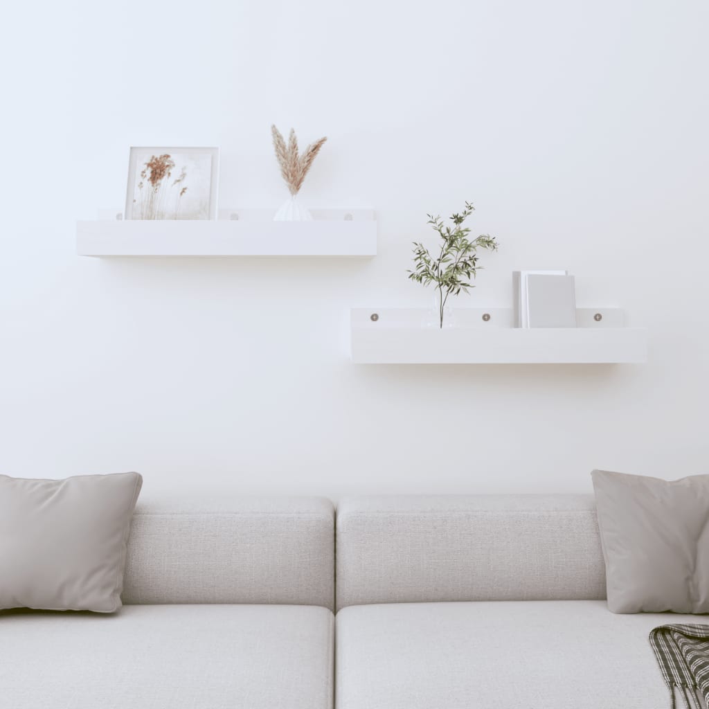 Seinähyllyt 2 kpl valkoinen 50x12x9 cm täysi mänty - Sisustajankoti.fi
