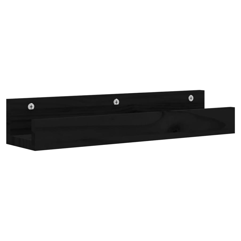 Seinähyllyt 2 kpl musta 50x12x9 cm täysi mänty - Sisustajankoti.fi