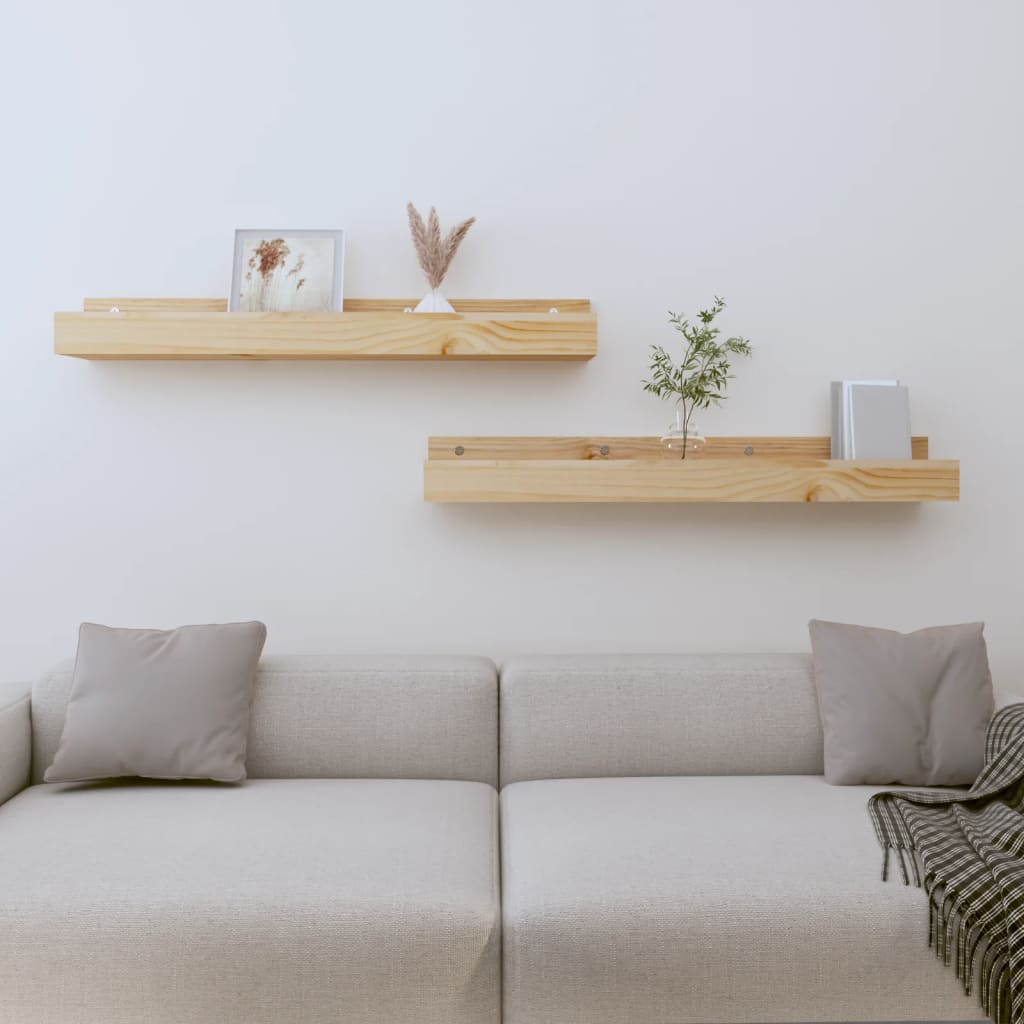 Seinähyllyt 2 kpl 80x12x9 cm täysi mänty - Sisustajankoti.fi