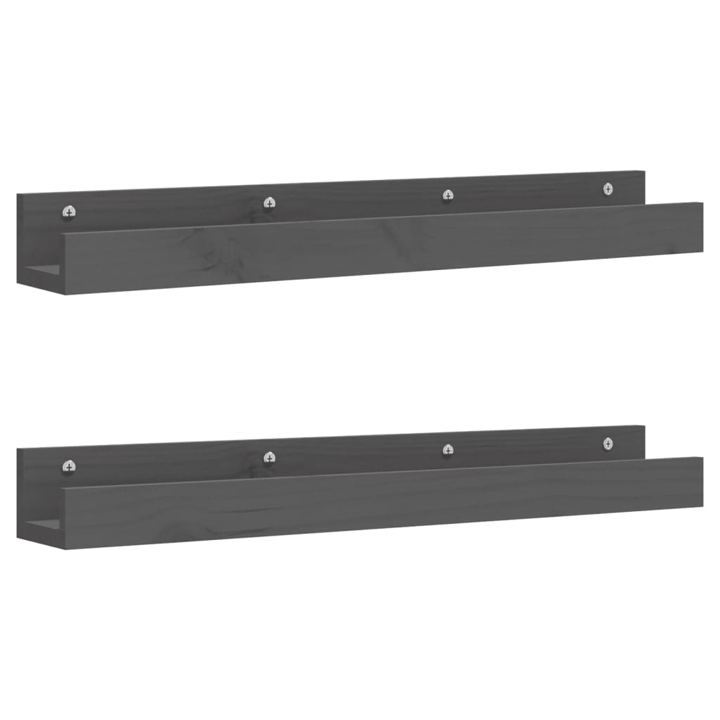 Seinähyllyt 2 kpl harmaa 80x12x9 cm täysi mänty - Sisustajankoti.fi