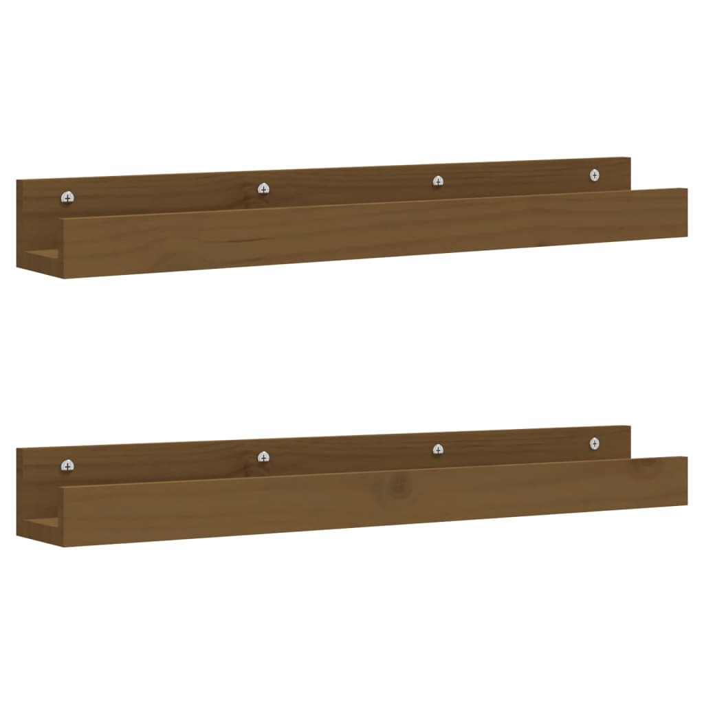 Seinähyllyt 2 kpl hunajanruskea 80x12x9 cm täysi mänty - Sisustajankoti.fi