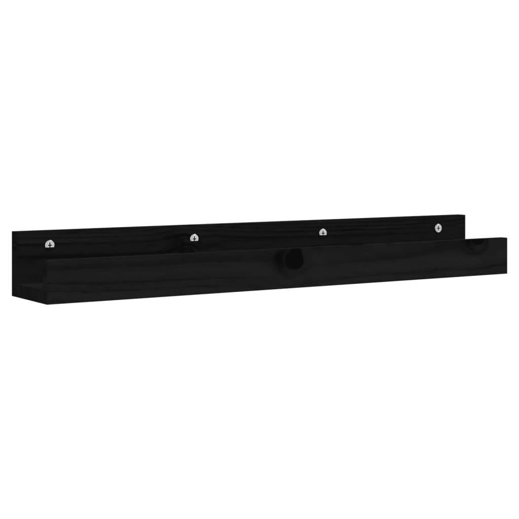 Seinähyllyt 2 kpl musta 80x12x9 cm täysi mänty - Sisustajankoti.fi