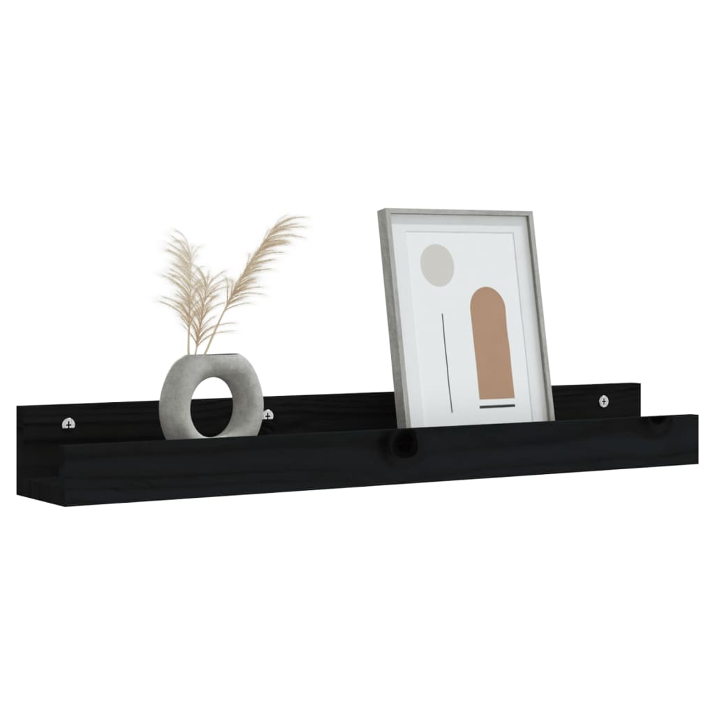 Seinähyllyt 2 kpl musta 80x12x9 cm täysi mänty - Sisustajankoti.fi