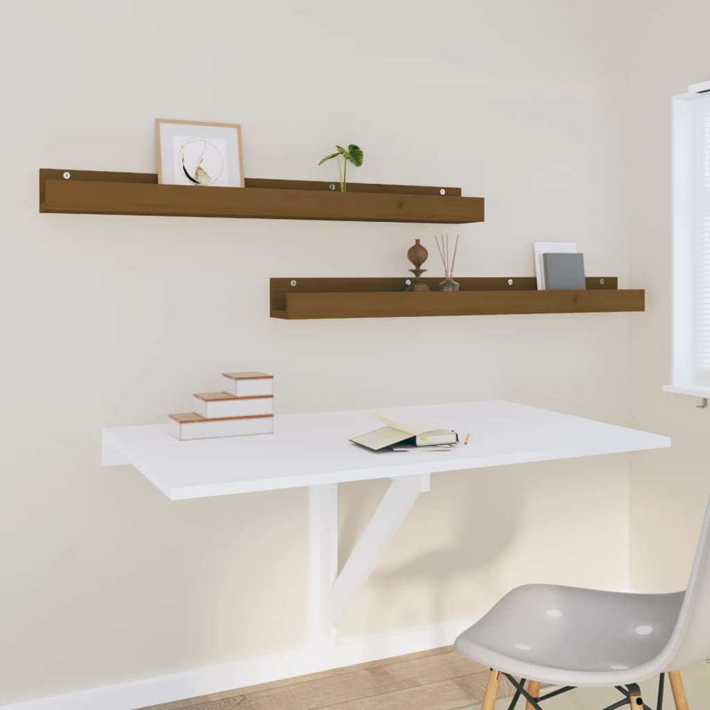 Seinähyllyt 2 kpl hunajanruskea 110x12x9 cm täysi mänty - Sisustajankoti.fi