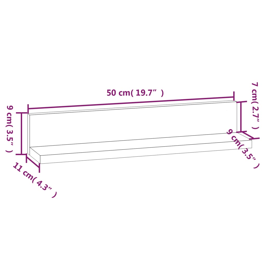 Seinähyllyt 2 kpl valkoinen 50x11x9 cm täysi mänty - Sisustajankoti.fi