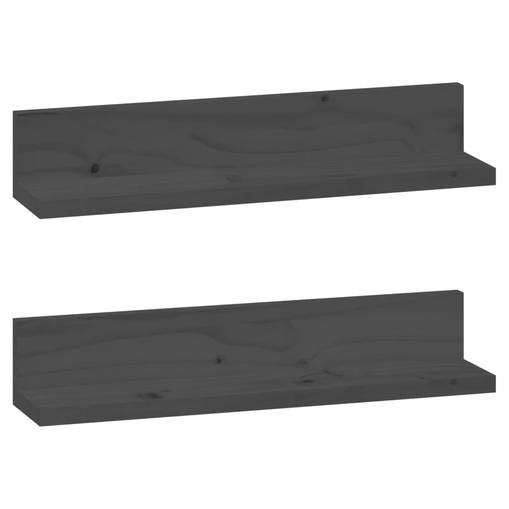 Seinähyllyt 2 kpl harmaa 50x11x9 cm täysi mänty - Sisustajankoti.fi