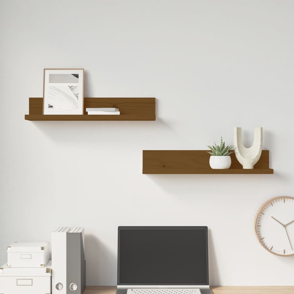 Seinähyllyt 2 kpl hunajanruskea 50x11x9 cm täysi mänty - Sisustajankoti.fi