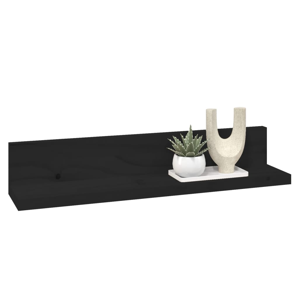 Seinähyllyt 2 kpl musta 50x11x9 cm täysi mänty - Sisustajankoti.fi
