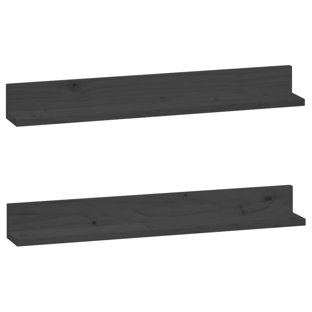 Seinähyllyt 2 kpl harmaa 80x11x9 cm täysi mänty - Sisustajankoti.fi