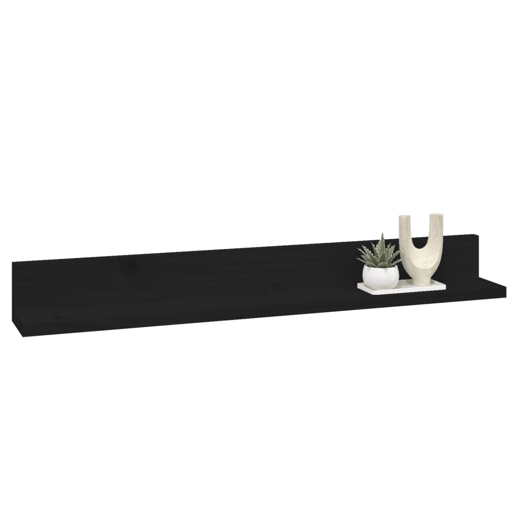 Seinähyllyt 2 kpl musta 80x11x9 cm täysi mänty - Sisustajankoti.fi