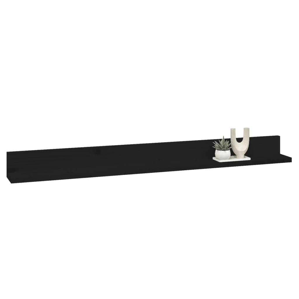 Seinähyllyt 2 kpl musta 110x11x9 cm täysi mänty - Sisustajankoti.fi