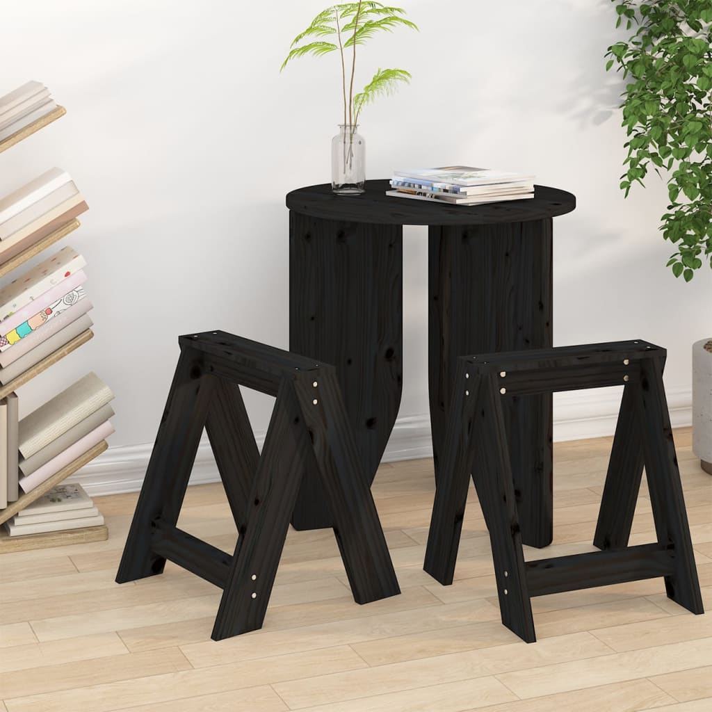 Jakkarat 2 kpl musta 40x40x45 cm täysi mänty - Sisustajankoti.fi
