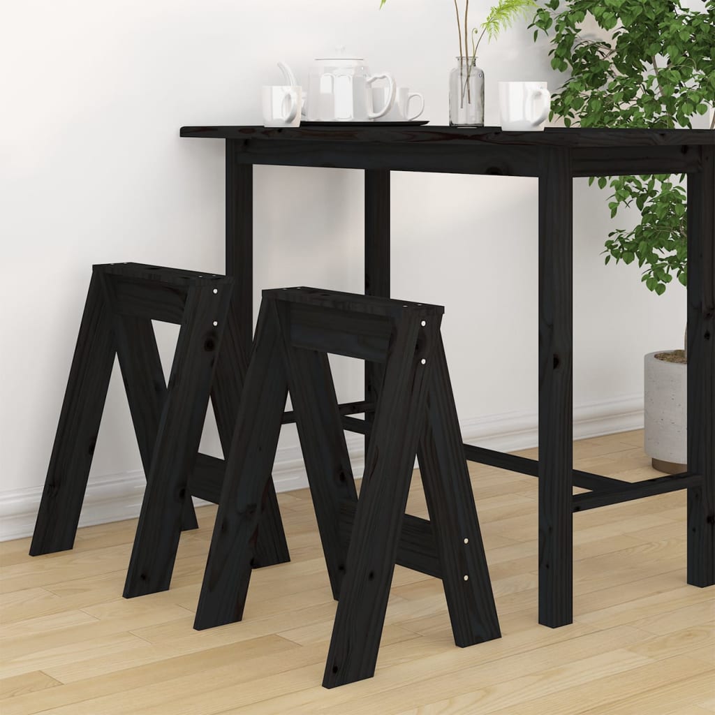 Jakkarat 2 kpl musta 40x40x60 cm täysi mänty - Sisustajankoti.fi
