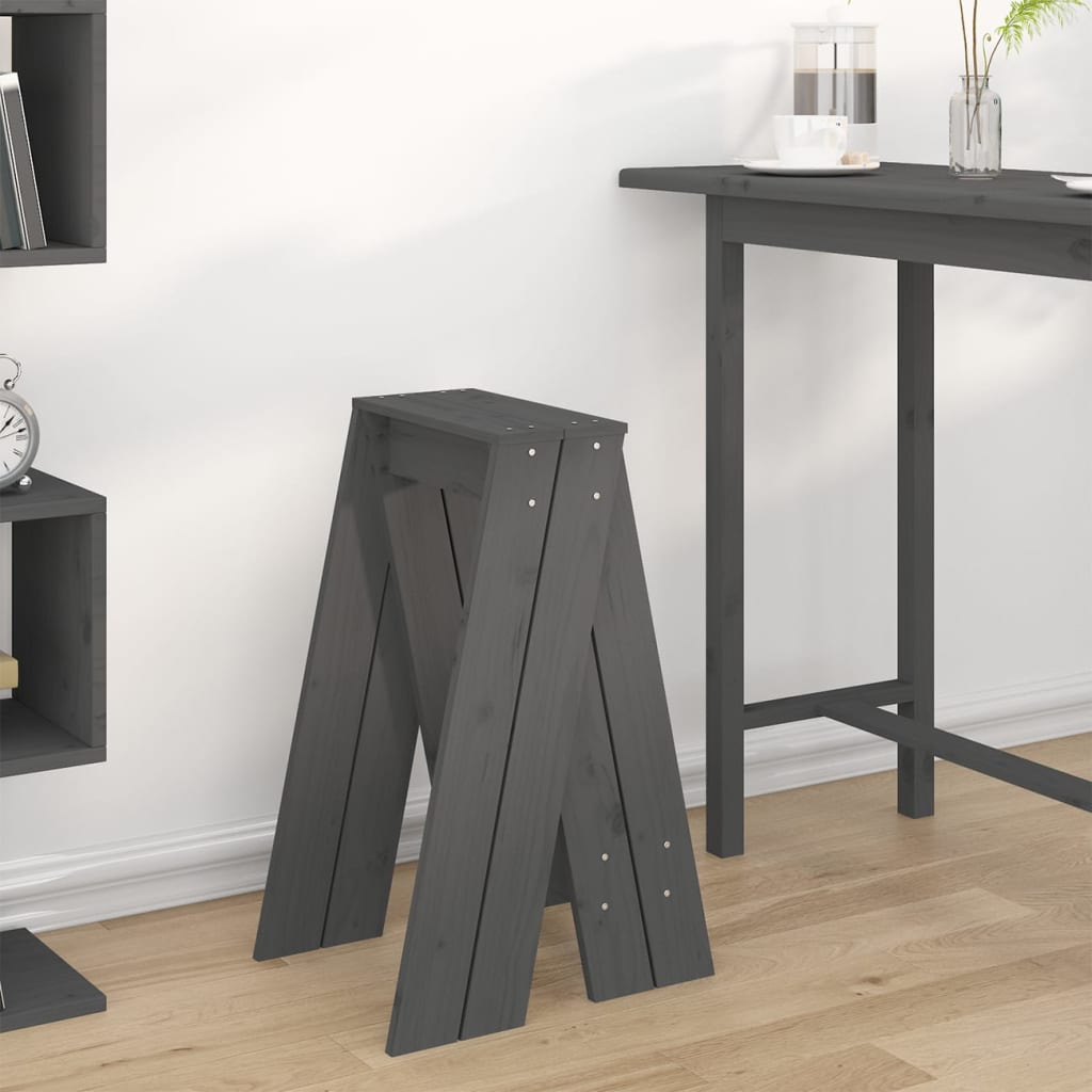 Jakkarat 2 kpl harmaa 40x40x75 cm täysi mänty - Sisustajankoti.fi