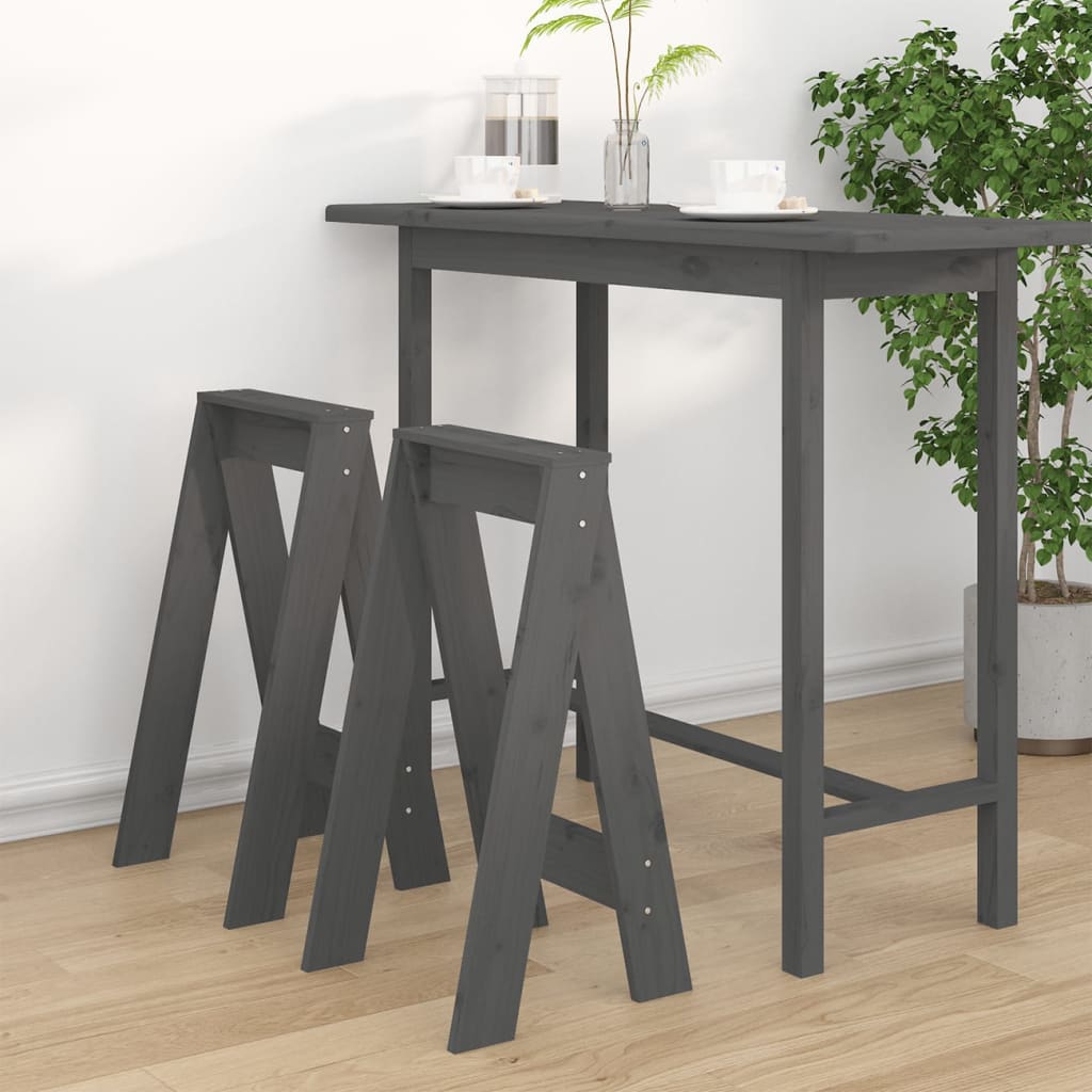 Jakkarat 2 kpl harmaa 40x40x75 cm täysi mänty - Sisustajankoti.fi