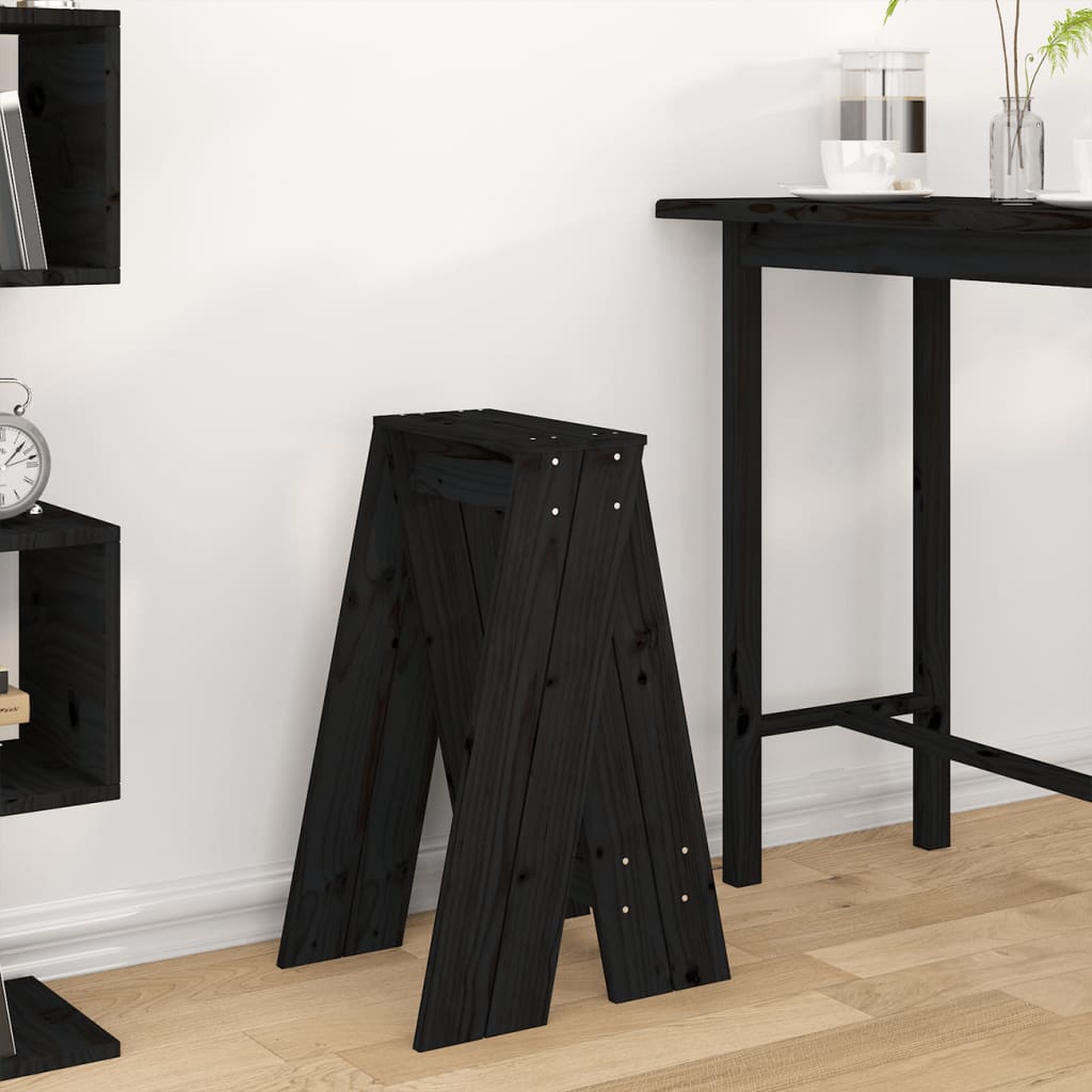 Jakkarat 2 kpl musta 40x40x75 cm täysi mänty - Sisustajankoti.fi