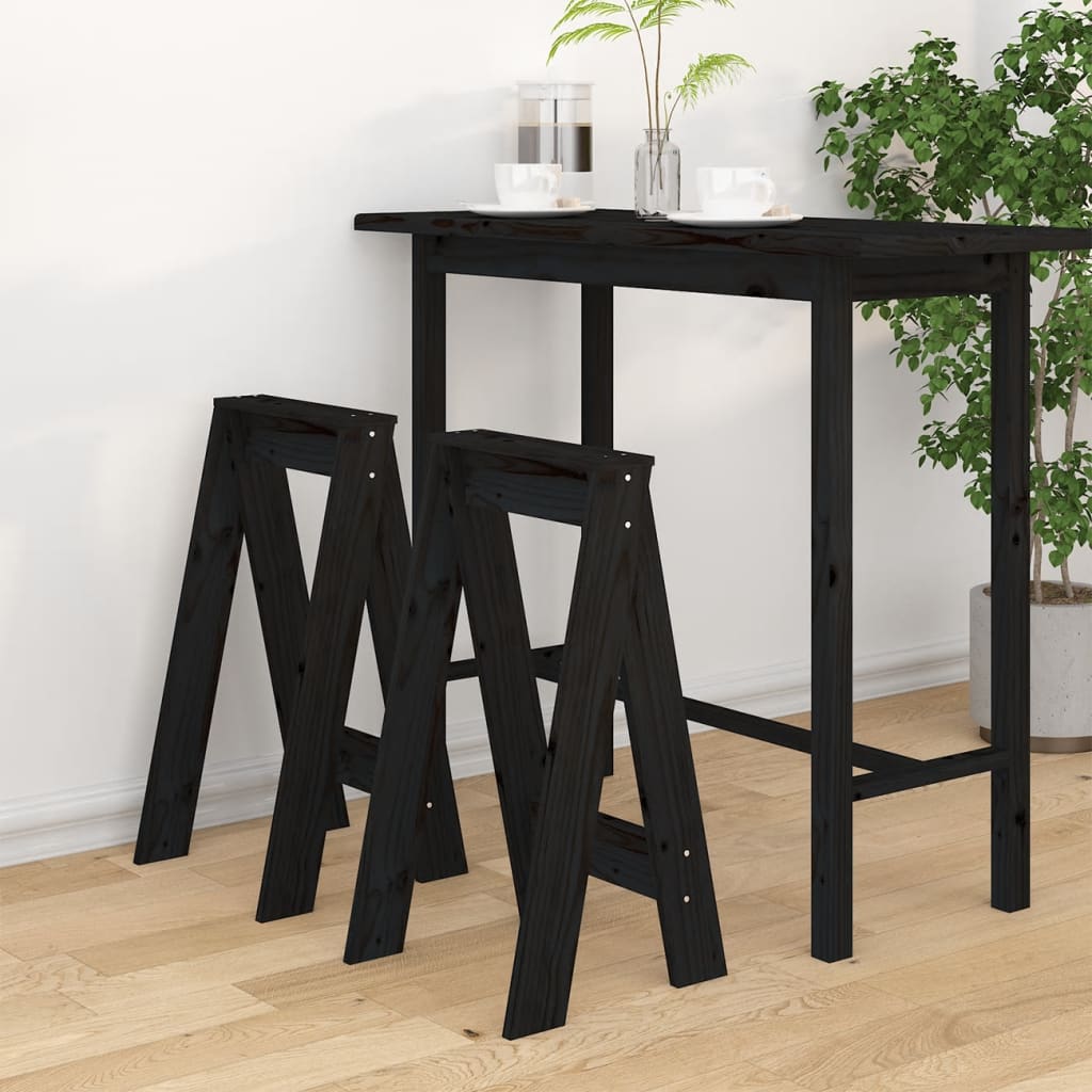Jakkarat 2 kpl musta 40x40x75 cm täysi mänty - Sisustajankoti.fi