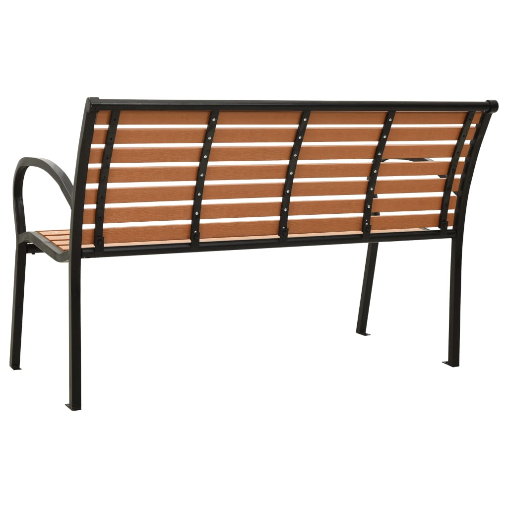 Puutarhapenkki musta ja ruskea 116 cm teräs ja WPC - Sisustajankoti.fi